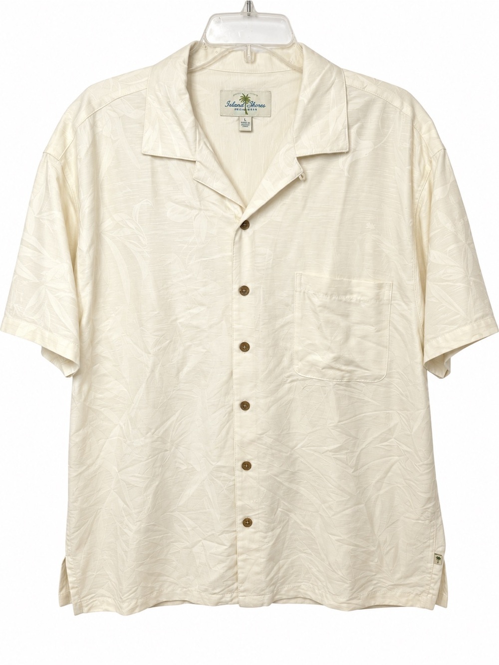 Island Shores Cream Short-Sleeve Button-Down Camp Shirt